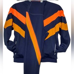 Women's Tack Suit Small Leisure Wear Jacket Leggings Zipper Pockets Navy Blue